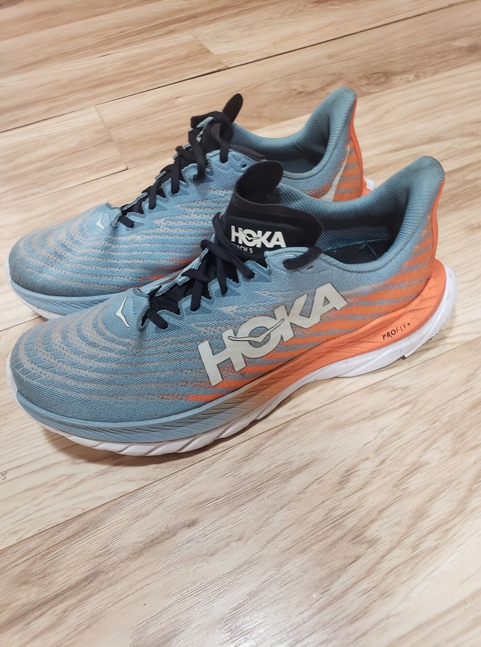 Hoka One One Mach 5 Mens Running Shoe Size 11 Grey/orange White Performance